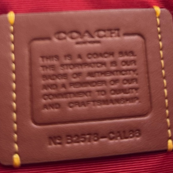 👜 COACH City Tote Bag, Brown Signature Canvas With Red/Orange Stripes - Picture 6 of 6